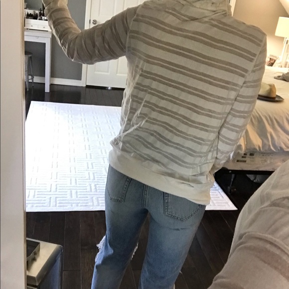 James Peres white hooded sheer stripe shirt size 4 - Picture 4 of 8